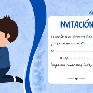 Tarjeta de Invitación Horizontal a Comunión 3