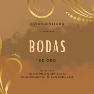 Tarjeta de Invitación Cuadrada a Boda de Oro 4