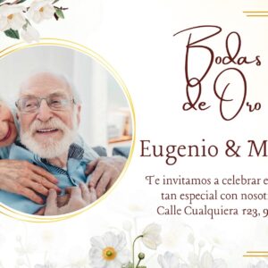 Tarjeta de Invitación Horizontal a Boda de Oro 2