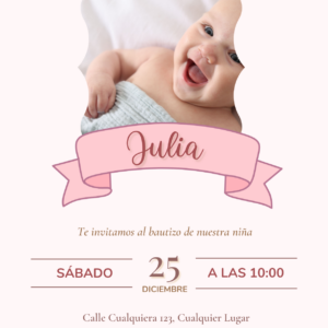 Tarjeta de Invitación Vertical a Bautizo 4