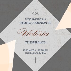 Tarjeta de Invitación Cuadrada a Comunión 4