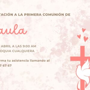 Tarjeta de Invitación Horizontal a Comunión 4