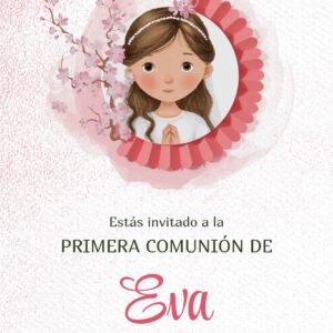 Tarjeta de Invitación Vertical a Comunión 4