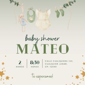 Tarjeta de Invitación Cuadrada a Baby Shower 2