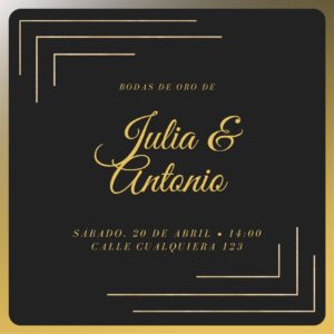 Tarjeta de Invitación Cuadrada a Boda de Oro 3