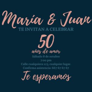Tarjeta de Invitación Horizontal a Boda de Oro 1