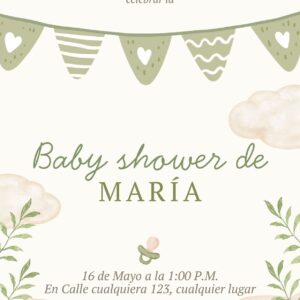 Tarjeta de Invitación Vertical a Baby Shower 1