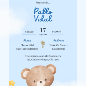 Tarjeta de Invitación Vertical a Bautizo 1