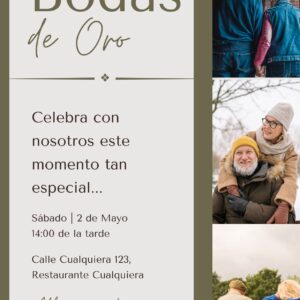 Tarjeta de Invitación Vertical a Boda de Oro 4