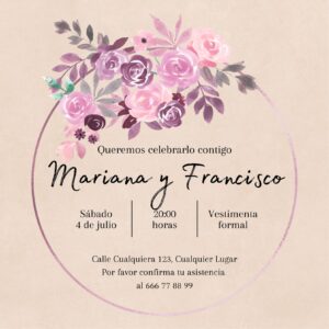 Tarjeta de Invitación Cuadrada a Boda 2