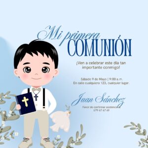 Tarjeta de Invitación Cuadrada a Comunión 1