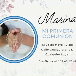 Tarjeta de Invitación Horizontal a Comunión 1