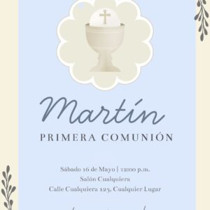 Tarjeta de Invitación Vertical a Comunión 2