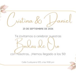 Tarjeta de Invitación Horizontal a Boda de Oro 3