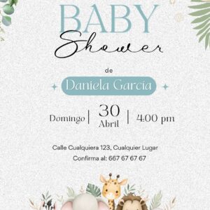 Tarjeta de Invitación Vertical a Baby Shower 3