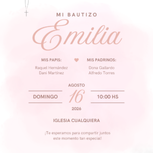 Tarjeta de Invitación Vertical a Bautizo 2