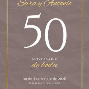 Tarjeta de Invitación Vertical a Boda de Oro 2