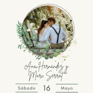 Tarjeta de Invitación Vertical a Boda 1