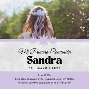 Tarjeta de Invitación Cuadrada a Comunión 2