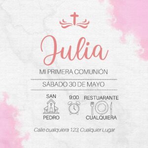 Tarjeta de Invitación Horizontal a Comunión 2