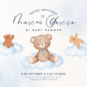 Tarjeta de Invitación Cuadrada a Baby Shower 1