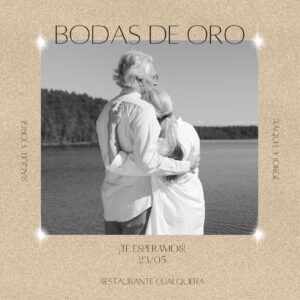 Tarjeta de Invitación Cuadrada a Boda de Oro 2