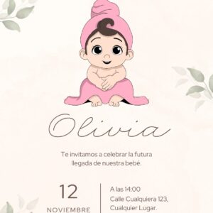 Tarjeta de Invitación Vertical a Baby Shower 2