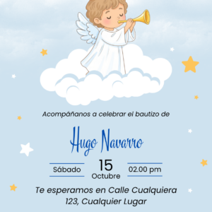 Tarjeta de Invitación Vertical a Bautizo 3