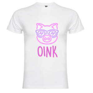 Camiseta de Cerdo Neón Oink - Frases Divertidas